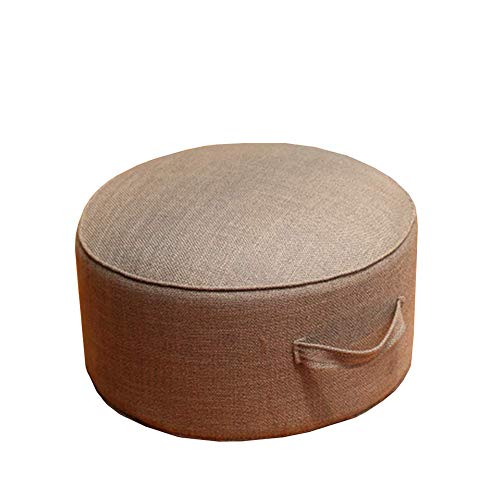 Round Pouf Foot Stools Comfortable Ottoman Floor Seat Cushion Movable Foot Rest Washable Case for Living Room, (Brown) - color: Brown
