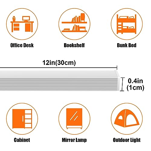 GLVSAE Under Cabinet Lighting, 12 Inch Plug in Light Bar, LED Keyboard Lights, 6000K Cool White Light, Ultra Thin Dimmable Light Bar, Suitable for Kitchen/Desk/Closet/Workbench - size: 12inch-1Pack-no plug