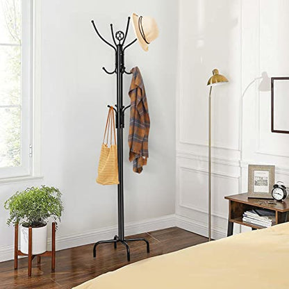 Tangkula Coat Rack Freestanding, 78 Inch Heavy Duty Metal Coat Tree, Free Standing Entryway Hat Coat Jacket Umbrella Holder, Clothes Hanger with Base Coat Rack Stand Black