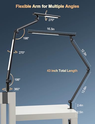 LED Desk Lamp with Clamp, Adjustable Swing Arm RGB Desk Light with Remote, Eye-Caring 4 Modes Stepless Dimming Lamp for Home Office Reading Study Gaming - color: RGB Desk Light