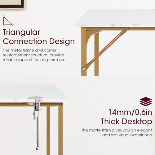 BestOffice Computer Desk,Home Office Desk, Modern Simple Style for Home Office Study Writing (Gold, 32 Inch) - color: Gold, size: 32 Inch