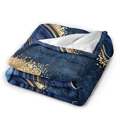 Perinsto Blue Painted Marble Throw Blanket Ultra Soft Warm All Season Marbling Painting Decorative Fleece Blankets for Bed Chair Car Sofa Couch Bedroom 50"X40" - color: Marble #01, size: 50"x40"