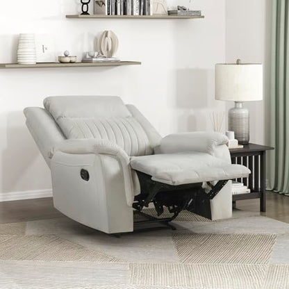 Lexicon Polished Microfiber Wall Hugger Manual Reclining Chair, Beige | 39.5"W Manual Recliner, Home Theater Seating for Living Room/Office/Apartment, Tool Free Assembly - color: Beige, size: Recliner