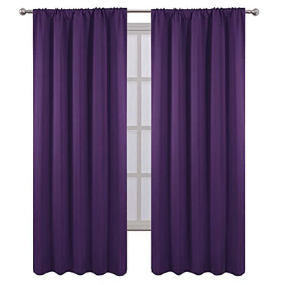 Purple Blackout Curtains/52 x 95 Inch/Set of 2 Panels Rod Pocket Room Darkening Curtains for Bedroom - color: Purple, size: 52"W x 95"L (Pack of 2)