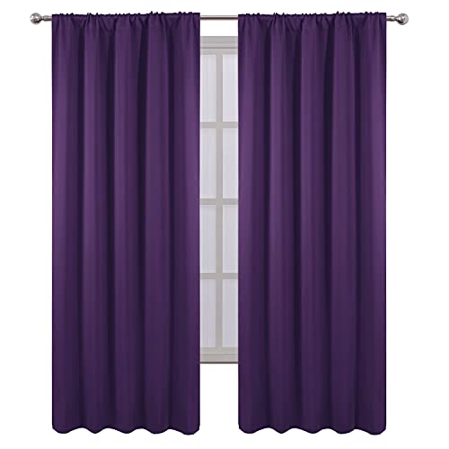 Purple Blackout Curtains/52 x 95 Inch/Set of 2 Panels Rod Pocket Room Darkening Curtains for Bedroom - color: Purple, size: 52"W x 95"L (Pack of 2)