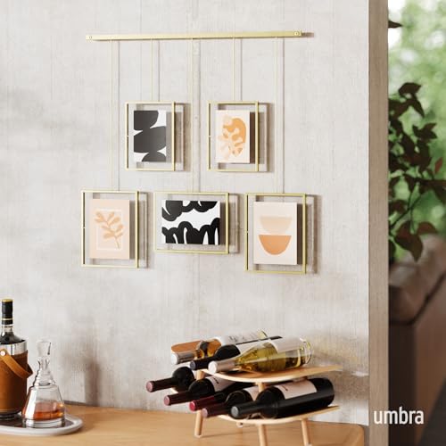 Umbra Exhibit Adjustable Photo Display – DIY Collage Set Mounts in Various Layouts Horizontally at Different Angles - Holds 5 Picture Frames for Photos, Prints, 4 by 6 inch and 5 (Pack of 3) - size: Pack of 3