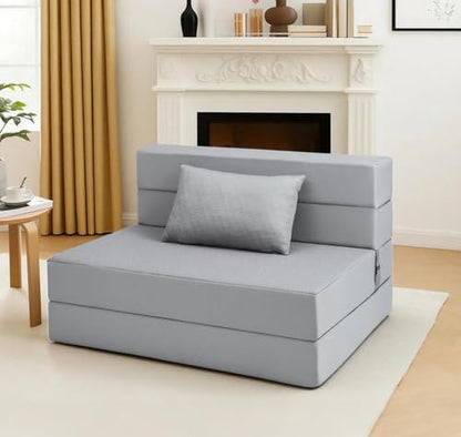 Folding Sofa Bed, Boneless Foldable Chair, Convertible Futon Sleeper Couch | Twin Lazy Floor Lounger Sofa Couch for Small Spaces, Dorm, Guest Room, Living Room, Apartment, Grey - size: Twin