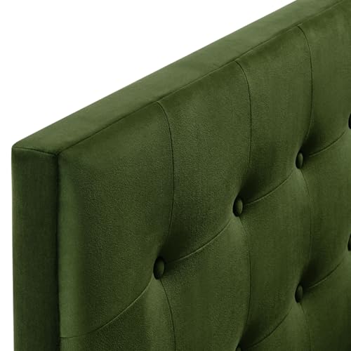 Modway Emily Twin Size Performance Velvet Headboard in Moss Green - Stain-Resistant Velvet Upholstery with Button Tufting and 7 Adjustable Height Positions - color: Moss Green, size: Twin