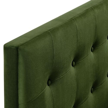 Modway Emily Twin Size Performance Velvet Headboard in Moss Green - Stain-Resistant Velvet Upholstery with Button Tufting and 7 Adjustable Height Positions - color: Moss Green, size: Twin