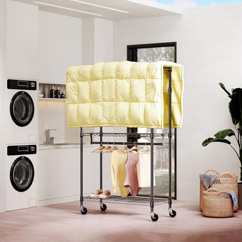 M MZG Heavy Duty Rolling Garment Rack 3 Tiers Adjustable Wire Shelving Clothes Rack with 2 Rods and Side Hooks,Storage Closet Clothing Rack with Wheels Black 15.7" D x 29.5" W x 74.5" H - color: Black, size: 3 Tier with 2 rod, 15.7"D x 29.5"W x 74.5"H