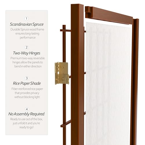 3 ft. Short Window Pane Shoji Screen - Walnut - 3 Panels