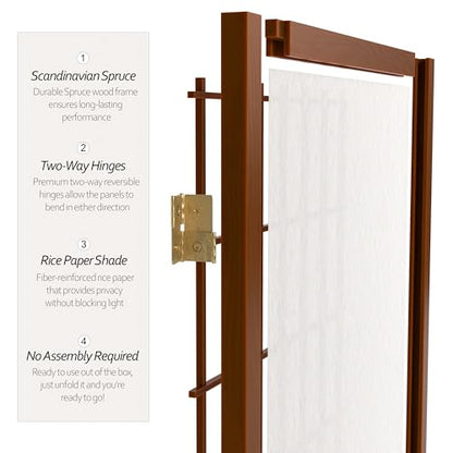 3 ft. Short Window Pane Shoji Screen - Walnut - 3 Panels