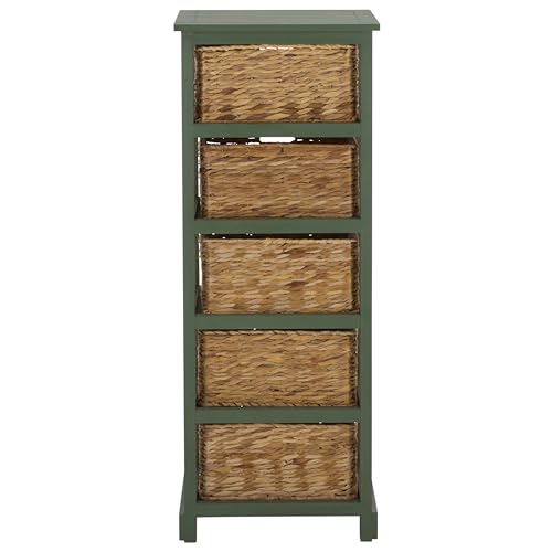 SAFAVIEH Furniture - Vedette 5-Basket Storage Tower - Dusty Green - Solid Wood - Coastal Basket Tower Design - Ideal for Entryway, Living Room, 17.5" W x 13.5" D x 46" H - Fully Assembled (AMH5739J) - color: Dusty Green