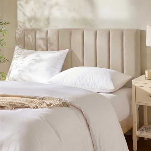 Nestl Upholstered King Headboard - Easy Assemble Channel Stitched Headboard King Size Bed - Wall Mounted Headboards with 3D Soundproof Wall Panels Peel & Stick Floating Headboards, Beige - color: 03-beige, size: King