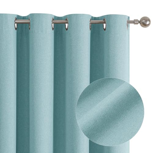 ChrisDowa Lake Blue Blackout Curtains 45 Inches Long 2 Panels for Bedroom | Room Darkening,Light Blocking,Thermal Insulated,Faux Linen,Farmhouse,Grommet,Window Treatment,Drapes,Living Room,52x45 - color: Sky Blue, size: 52"W x 45"L (Pack of 2)
