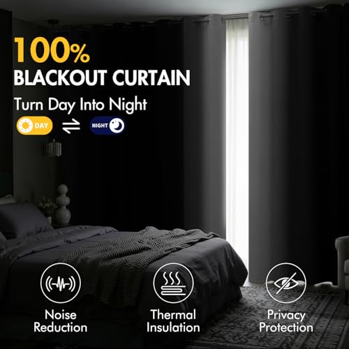 MIULEE Chambray Blue and Greyish White Ombre Blackout Curtains 52Wx72L | Full Room Darkening,Thermal Insulated,72 Inch Long,Grommet Drapes for Bedroom/Living Room,Modern Window Treatments,Set of 2 - color: Chambray Blue and Greyish White, size: 52"W x 72"