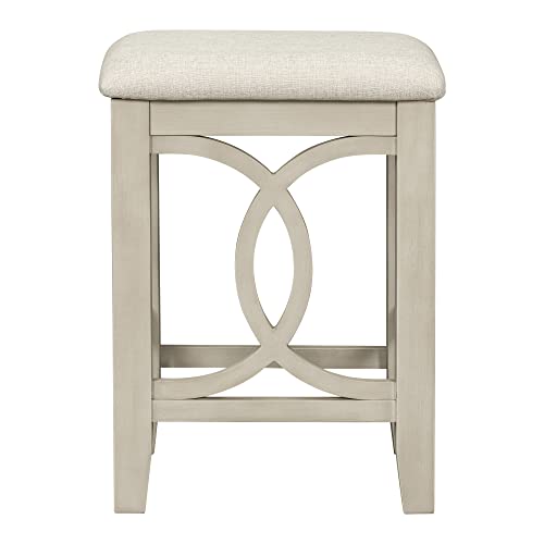 3 Piece Counter Height Dining Table Set with 2 Stools, 47.2 Inch Breakfast Nook Table for Small Spaces, Solid Wood Frame, Farmhouse Apartment Kitchen Set,White - color: White