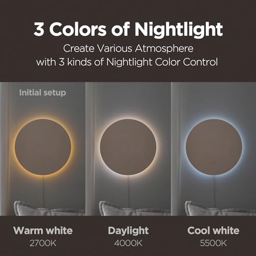 mooas Full Moon LED Silent Wooden Digital Wall Clock with Remote Control, Backlight Nightlight Digital Wood Wall Clock, Sunrise Alarm Melody, 5 Level Brightness Modern Decorative Office Livingroom - color: Full Moon