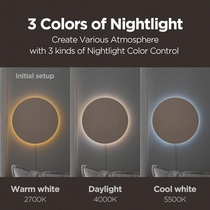 mooas Full Moon LED Silent Wooden Digital Wall Clock with Remote Control, Backlight Nightlight Digital Wood Wall Clock, Sunrise Alarm Melody, 5 Level Brightness Modern Decorative Office Livingroom - color: Full Moon