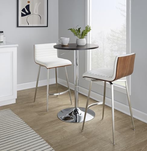 LumiSource Mason Swivel Adjustable Counter Height Dining 3 Piece Set, Pub Table and Stools, High Top Table Set for 2, Counter Table and Chairs Set of 2, Kitchen & Dining Room Sets (White) - color: White