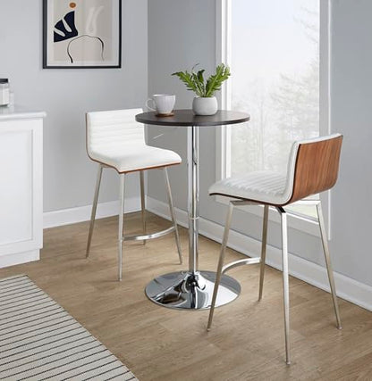 LumiSource Mason Swivel Adjustable Counter Height Dining 3 Piece Set, Pub Table and Stools, High Top Table Set for 2, Counter Table and Chairs Set of 2, Kitchen & Dining Room Sets (White) - color: White