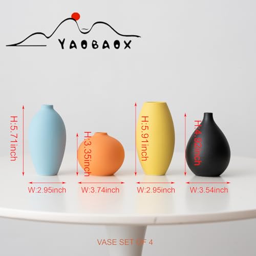 Small Ceramic Matte Vase Set 4 for Modern Home Decor Flower Decoration Office,Bookdesk, Bookshelf, Centerpieces, Tables, Living Room, Dining Table, Bedroom Shelf Entryway Ornament Gift - size: Vase Set 4 S2