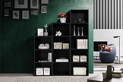 Hodedah Import 3 Shelf Bookcase, Black - color: Black, size: 3-Shelf