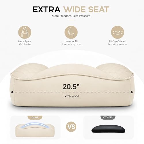 Office Desk Chair, High-Back Big and Tall Leather Chair with Footrest | Ergonomic Reclining Computer Chairs, Comfy Executive Wide Chair with Lumbar Support, Adjustable Armrests, 400LBS (Beige) - color: Beige