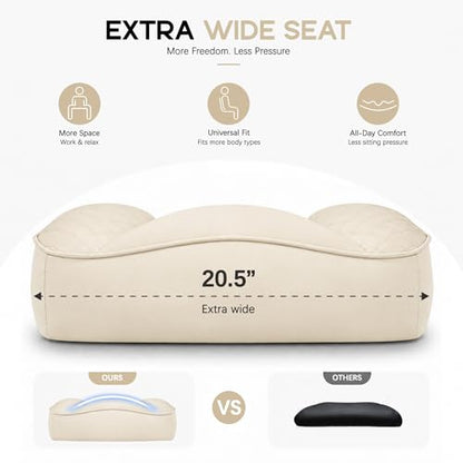 Office Desk Chair, High-Back Big and Tall Leather Chair with Footrest | Ergonomic Reclining Computer Chairs, Comfy Executive Wide Chair with Lumbar Support, Adjustable Armrests, 400LBS (Beige) - color: Beige