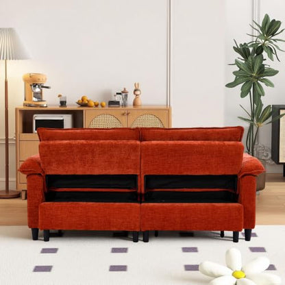 73" Plush Velvet Convertible Loveseat Sleeper Sofa Bed, Loveseat Convertible with Hidden Mattress, Sofa Bed Couch Simple Assembly for Small Apartment and Guest Space, Orange - color: Orange