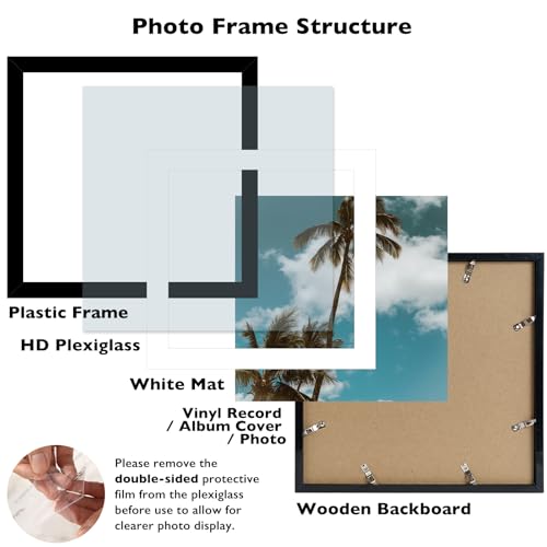 JCJMY 12 Pack 12.5x12.5 Record Frame with 10x10 Mat for Vinyl Record Album Cover Poster, Display Photo 10x10 with Mat or 12.5 x 12.5 Without Mat, Wall Hanging Vinyl Frames, 12 Pack, Black - color: Black, size: 12.5x12.5 inch
