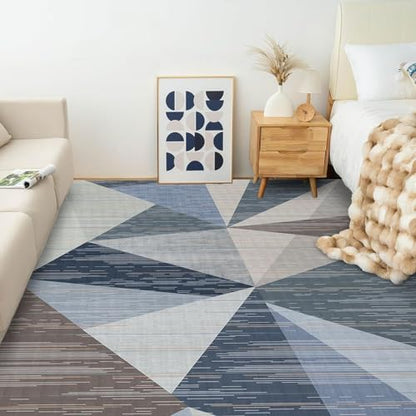 HOMFINE Washable Modern Area Rug - Geometry Style 4x6 Rugs for Living Room, Bedroom, Machine Washable Rug Soft Non Slip Non Shedding Area Rug - Blue, 4'x6' - color: Blue, size: 4'x 6'(Rectangular)