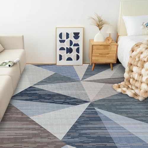 HOMFINE Washable Area Rug - Geometry Style Modern Rugs for Living Room, Bedroom, Machine Washable Rug Soft Non Slip Non Shedding Area Rug - Blue, 10'x14' - color: Blue, size: 10' x 14' (Rectangular)