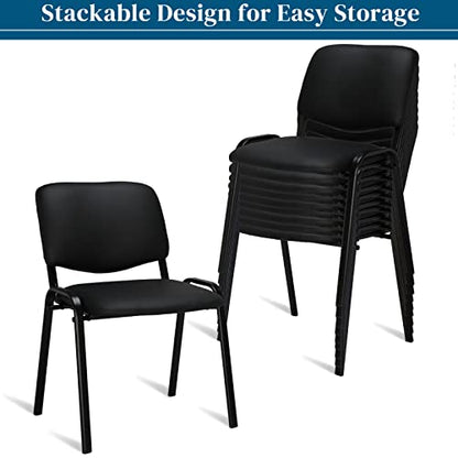 VINGLI 10-Pack Waiting Room Chairs, Stackable Chair for Office, Pu-Black | Stacking Chairs, Armless Church Chairs, Space-saving, Guest & Reception, Office Lobby, Business Hall - color: Pu-black, size: 10-pack