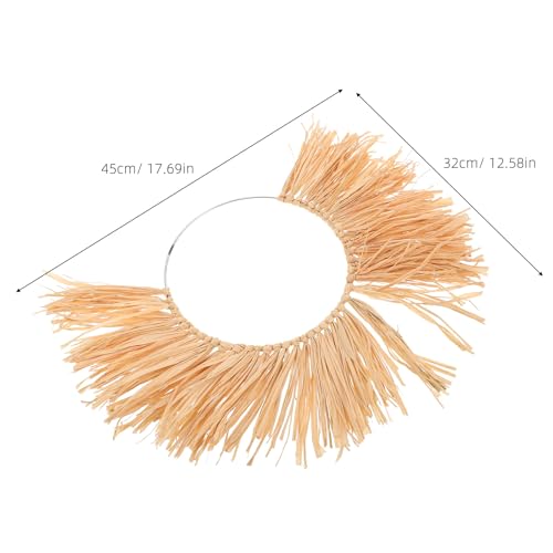 Boho Fan Seagrass Wall Hanging Decor, Rattan Wicker Basket Art, Chic Ornament for Bedroom, Living Room and Farmhouse Home 17.72x12.60x0.39in
