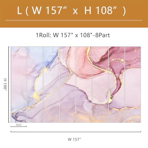 Pink Marble Wallpaper Mural Peel and Stick 157"x108" | Girls Room Bedroom - color: ZZ-019, size: 157" x 108"
