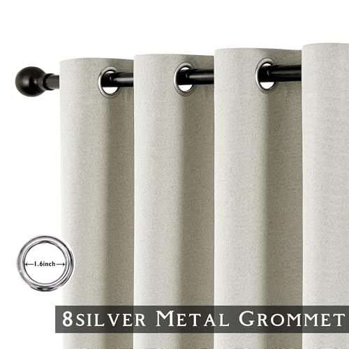 ChrisDowa Greyish Beige Blackout Curtains 45 Inches 2 Panels for Bedroom | Room Darkening,Light Blocking,Thermal Insulated,Faux Linen,Farmhouse,Grommet,Window Treatment,Drapes,Living Room,52x45 - color: Greyish Beige, size: 52"W x 45"L (Pack of 2)