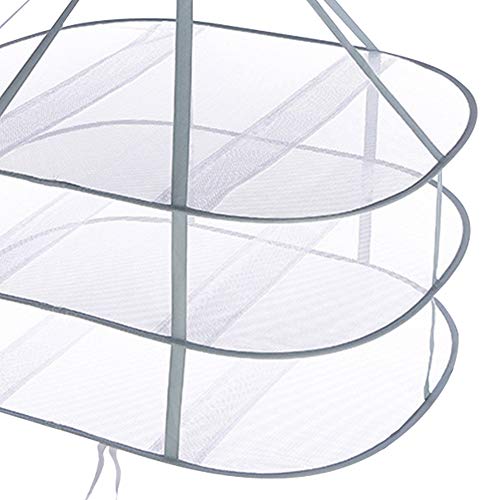 3-Tier Folding Drying Rack - Stackable Mesh Clothes Dryer for Laundry - 31" Hanging Flat Dry Rack with Fixing Band for Delicates, T-Shirts & Underwear - Space Saving Indoor/Outdoor, 10lb Capacity