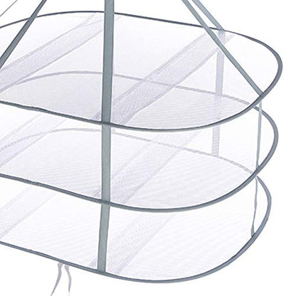3-Tier Folding Drying Rack - Stackable Mesh Clothes Dryer for Laundry - 31" Hanging Flat Dry Rack with Fixing Band for Delicates, T-Shirts & Underwear - Space Saving Indoor/Outdoor, 10lb Capacity