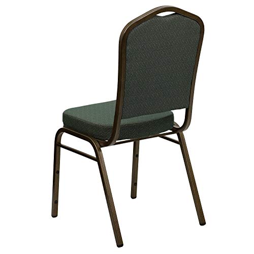 Flash Furniture Hercules Fabric Crown Back Stackable Banquet Chair, Green | Gold Vein Frame, Fabric Upholstery - color: Green Patterned Fabric/Gold Vein Frame, size: Set of 1