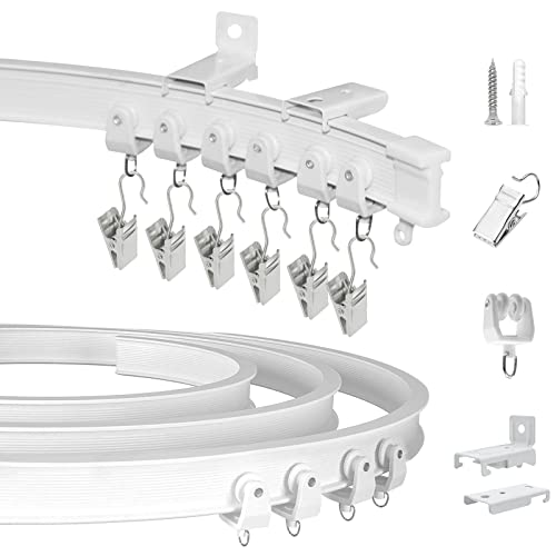 Ceiling Curtain Track, Flexible Bendable Curtain Rail System, 20Ft Wall Mount Heavy Duty Sliding Room Divider Ceiling Track for Curtains, RV, Shower, Hospital - color: White, size: 20Ft