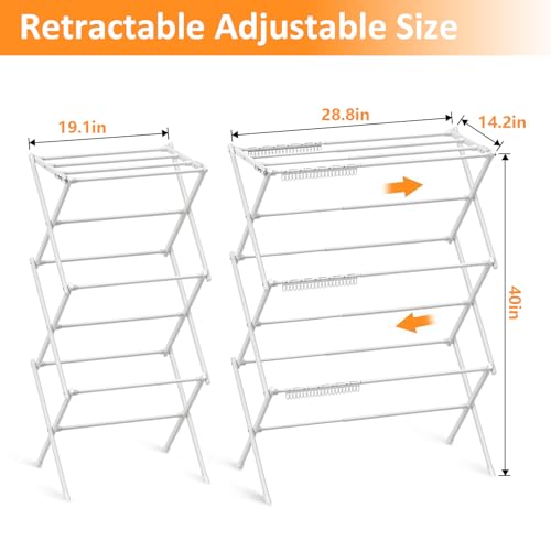 3-Tier Clothes Drying Rack Drying Rack Clothing Pure White-1pack | for Laundry - 40" x 28.8" x 14.2", Space Saving Foldable Household Indoor&Outdoor - color: Pure White