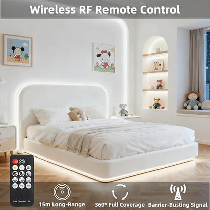 LED Strip Lights with Remote, 16.4ft 6500K Cuttable Dimmable Bright Daylight, White COB LED Strip Light for Mirror, Stair, Cabinet, Room - color: 6500K-Daylight White