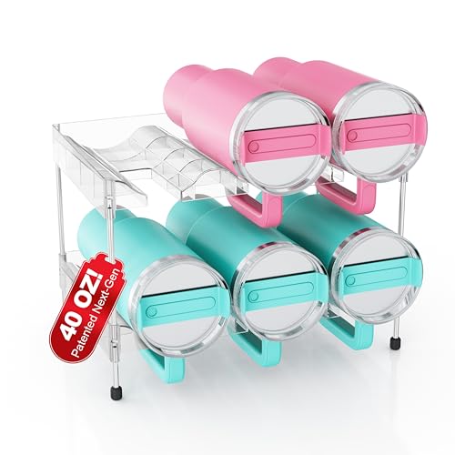 Reusable Stackable with Handle Compartment Water Bottle Tumbler Organizer for Stanley 40oz with Handle Cup, Stanley Accessories for Pantry, Cabinet & Kitchen Organization and Storage,2 Tier Hold 6 - size: 6-Bottle