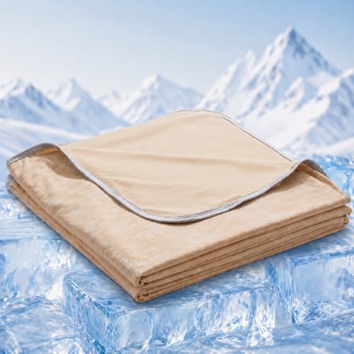 Cooling Blanket for Hot Sleepers - Lightweight Breathable Cool Cold Blanket - Keep Cool for Night Sweats, Soft Thin Ice Throw Blankets for Bed Couch Sofa, (Khaki, 50"x70") - color: Khaki, size: Throw-50"x70"