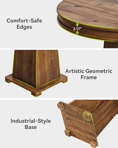 LITTLE TREE Solid Wood Round Dining Table, 31.5" Small Kitchen Table for 2, Modern Farmhouse Dinner Table for Dining Room, Kitchen, Living Room, Artistic Geometric Base, Table Only (Rustic Brown) - color: Rustic Brown