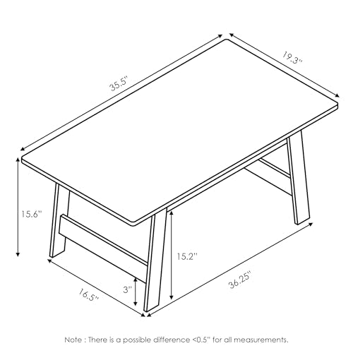 Furinno Beginning Coffee Table, Espresso | H-Legs, Soft Edges, Easy Assembly, Side Table, for Living Room, Bedroom, Home Office - color: Espresso, size: 36 inches, Straight Legs