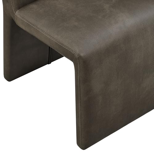 Modway Emory Faux Leather Dining Side Chair in Mushroom - Single Armless Slipper Chair - Padded Vegan Leather Accent for Dining Room, Kitchen - color: Mushroom