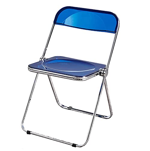 Stackable Transparent Dining Chair - Metal Frame, Plastic Accent Chair for Kitchen, Living Room, Bedroom - Space Saving, Stylish Design，Navy 47x48x76cm(19x19x30inch - color: Navy