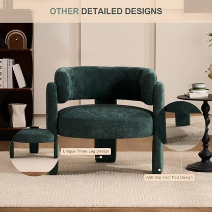 Modern Accent Barrel Chair,Mid Century Single Armchair with Curved Backrest Upholstered Side Reading Chair with 3 Legs Comfy Sherpa Chair for Bedroom Home Office Living Room (Green,Set of 2) - color: Green, size: Set of 2